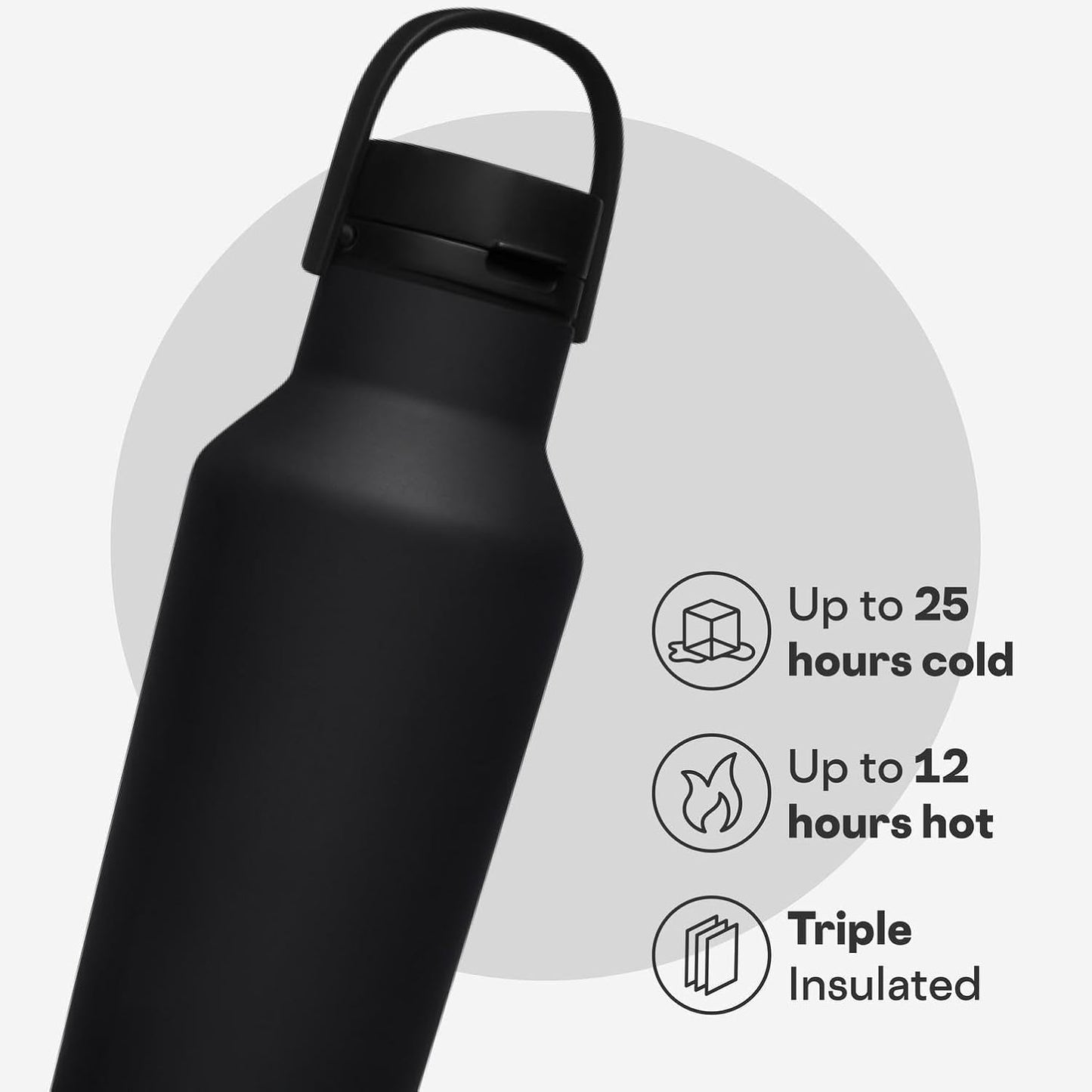 Corkcicle 20oz Insulated Canteen Travel Water Bottle Matte Black