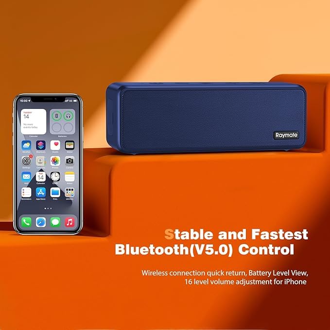 Raymate Portable Bluetooth Speaker for Outdoor Home Party Travel Blue