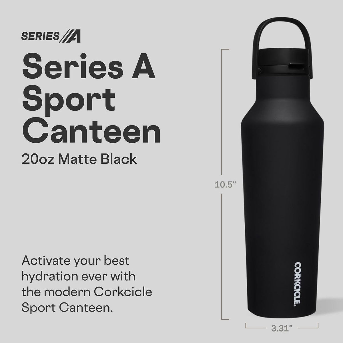 Corkcicle 20oz Insulated Canteen Travel Water Bottle Matte Black