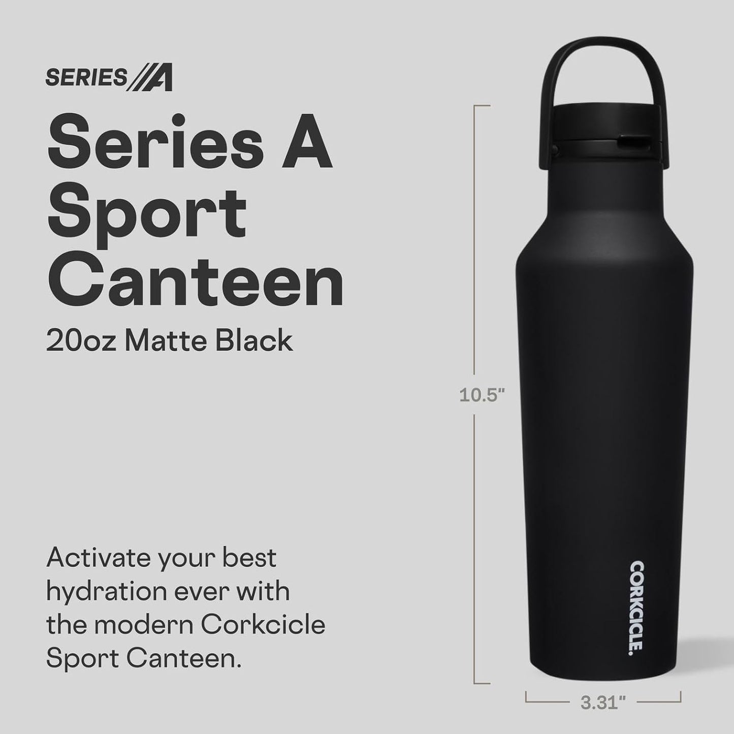 Corkcicle 20oz Insulated Canteen Travel Water Bottle Matte Black
