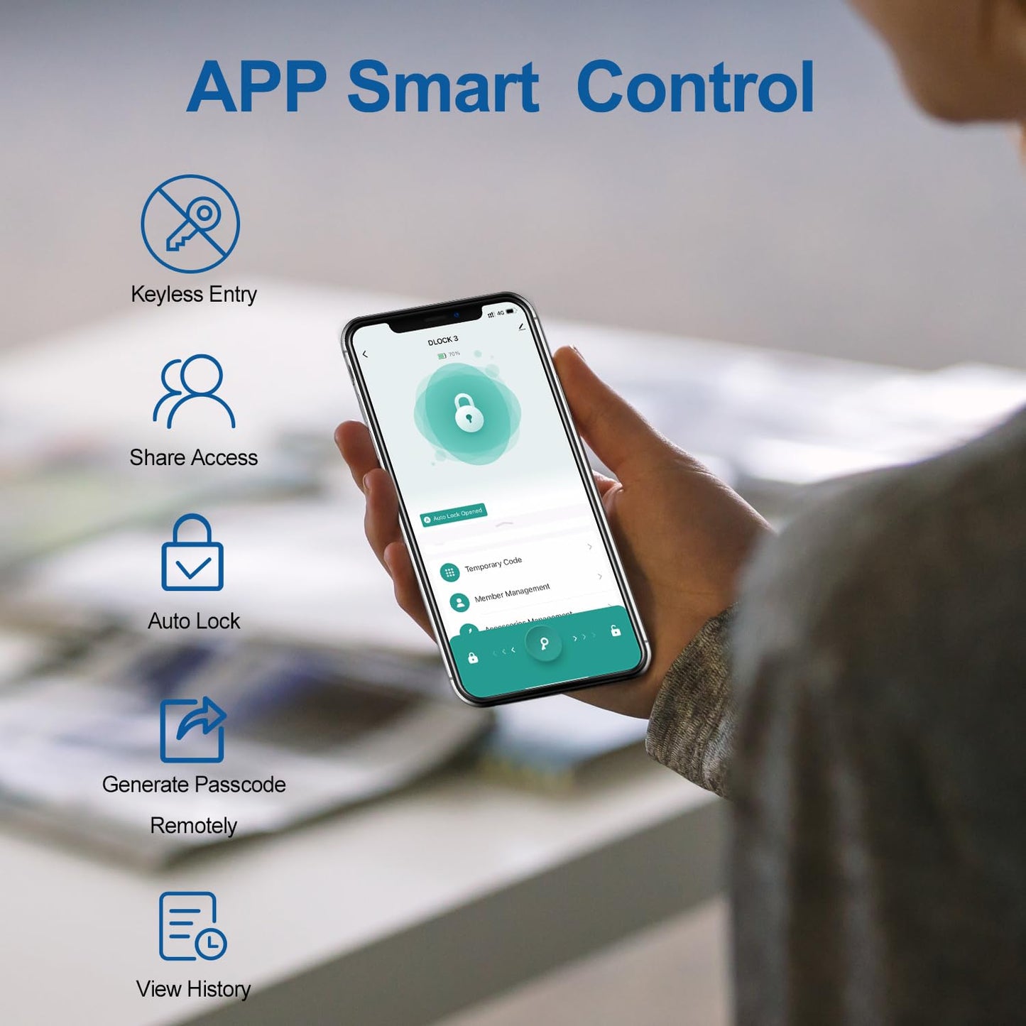 BIWIBON 5-in-1 Fingerprint Door Knob Lock with Keypad Rose Gold