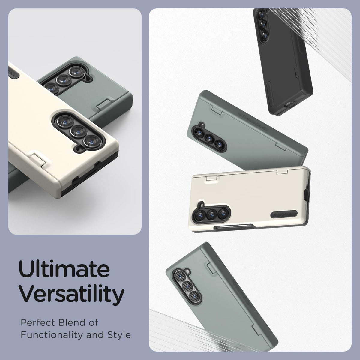 VRS Terra Guard Modern Galaxy Z Fold 6 Case with Hinge Protection Cream