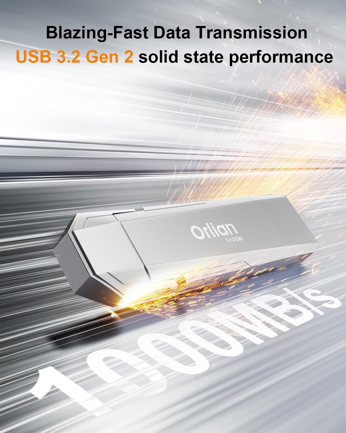 Orlian 512GB Portable SSD USB 3.2 Gen 2 Type-C/A Dual Drive Silver