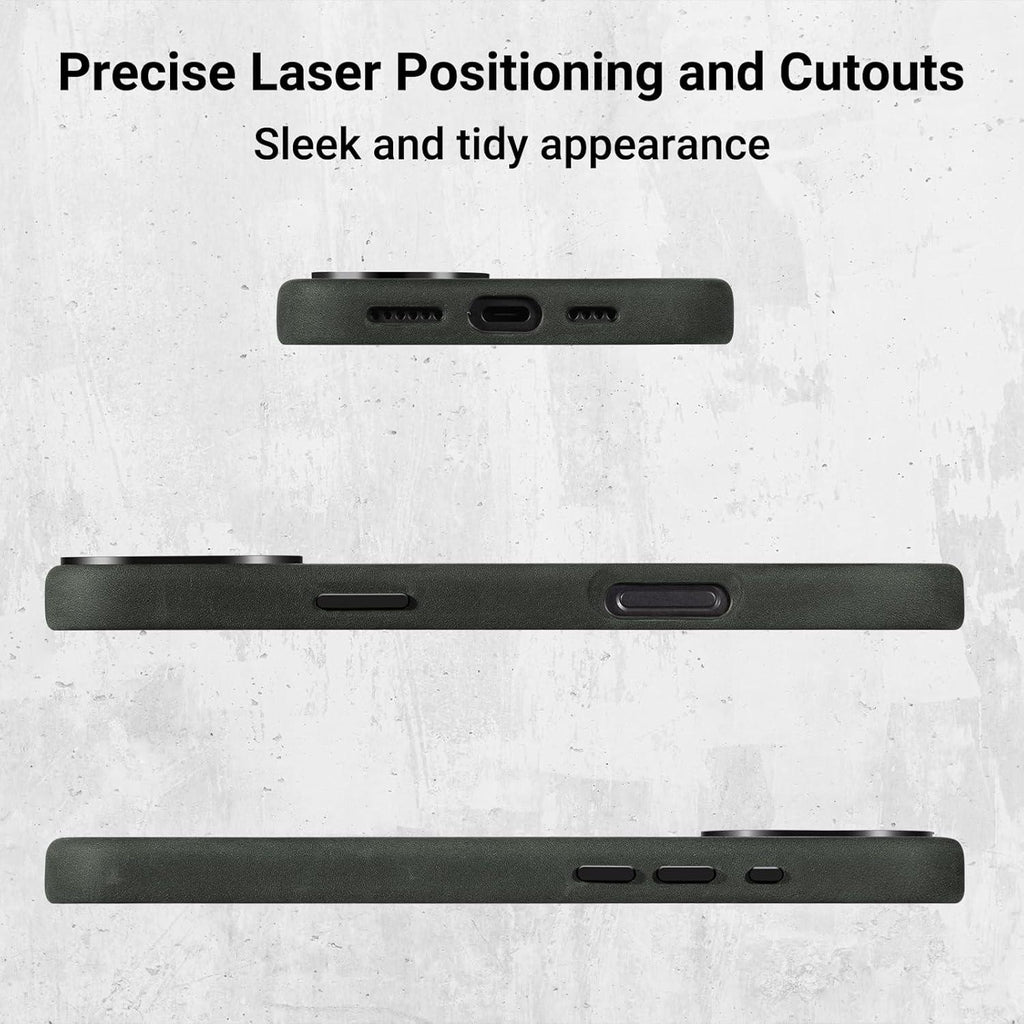 Belemay iPhone 16 Pro Max MagSafe Crazy Horse Leather Case 6.9" Rustic Green 1 - Buy Your Wish