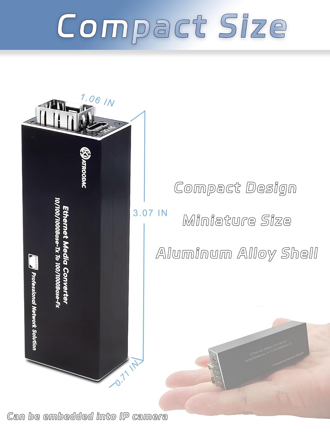 Atroodac Mini Gigabit Fiber Media Converter Pair with SFP Modules