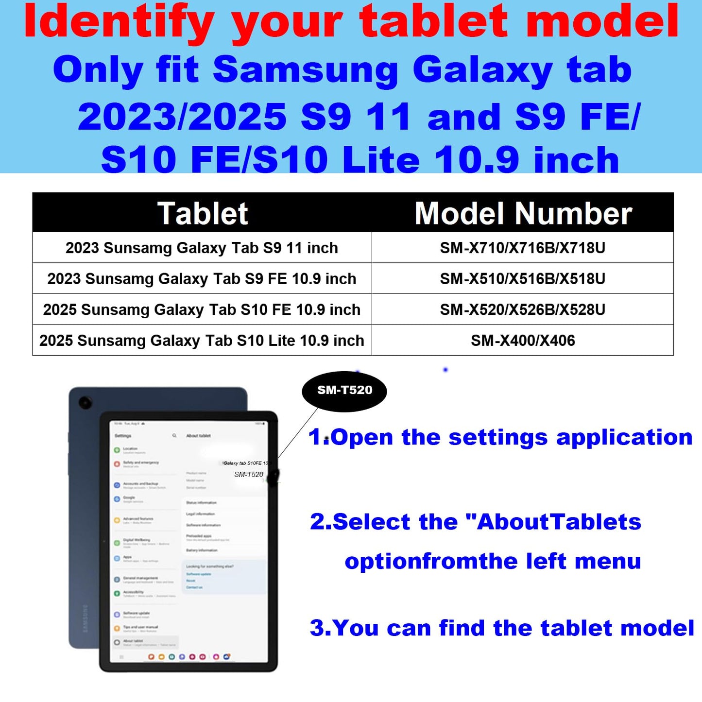 NANRUIL Galaxy Tab S9/S9 FE/S10 FE Leather Case with S Pen Holder Blue