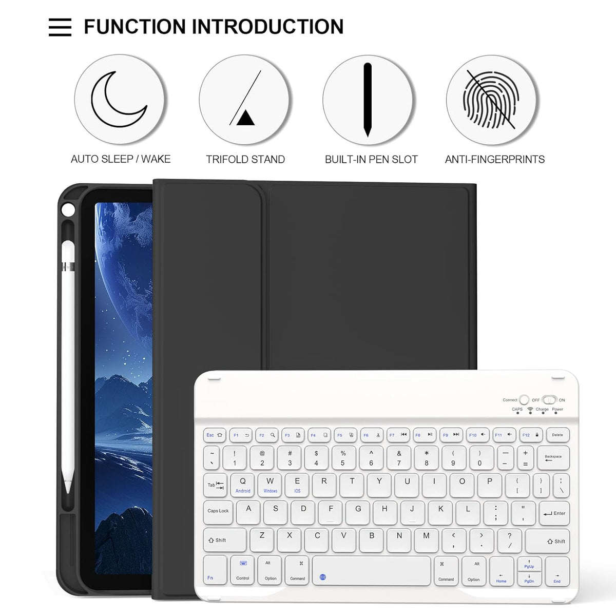 JKSML iPad 10th Gen Keyboard Case Black