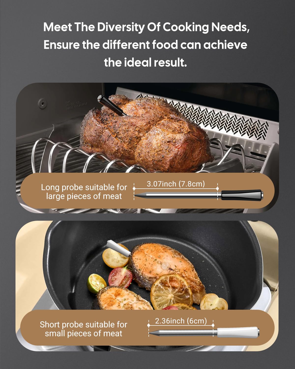 Fitflavor Wireless WiFi Bluetooth Meat Thermometer Dual Probes Rechargeable