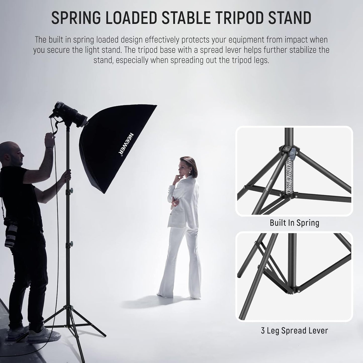 NEEWER Light Stand 2.85–6.6ft Aluminum Tripod Max Load 22 lbs ST-200