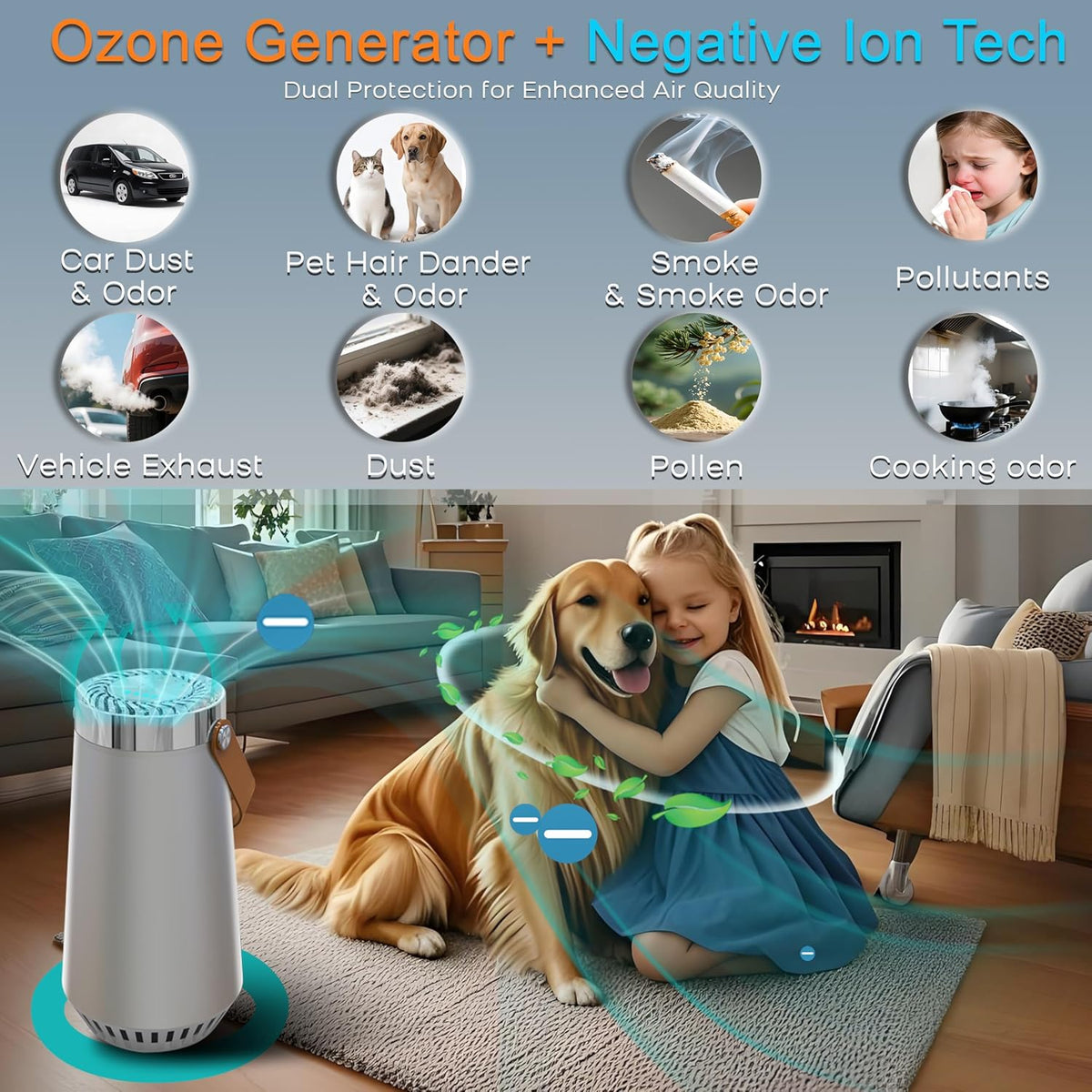 PUVIDJUT 2-in-1 Cat Litter Deodorizer Mini Home Air Purifier