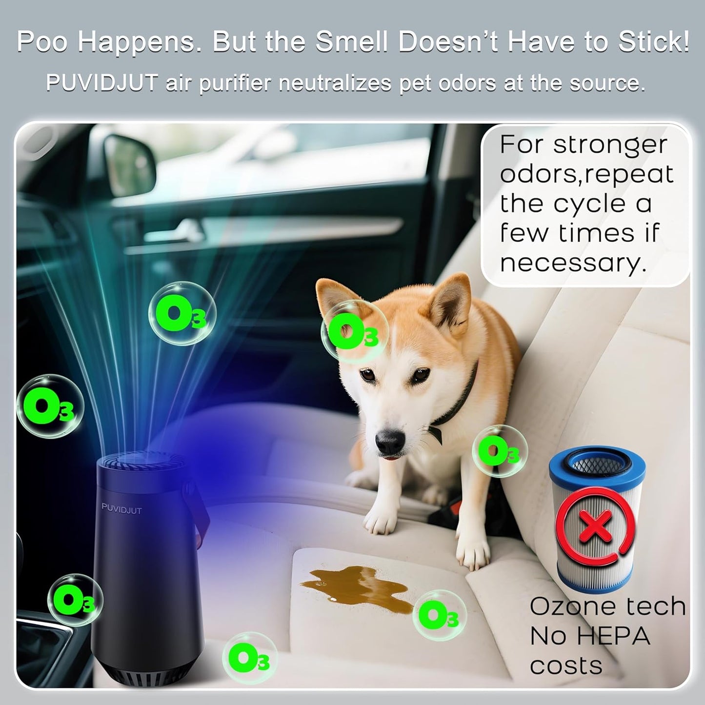 2-in-1 Cat Litter Deodorizer Ozone Ionic Home Air Purifier