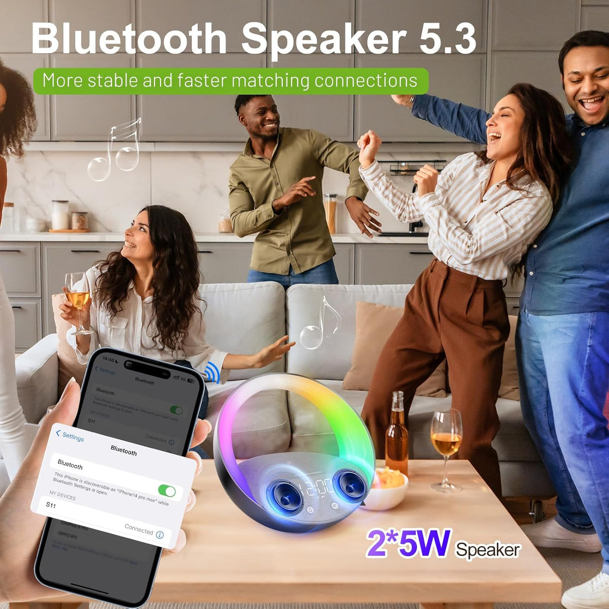 FUNFOR Bluetooth Speaker with 15W Wireless Charger Sunrise Alarm Clock