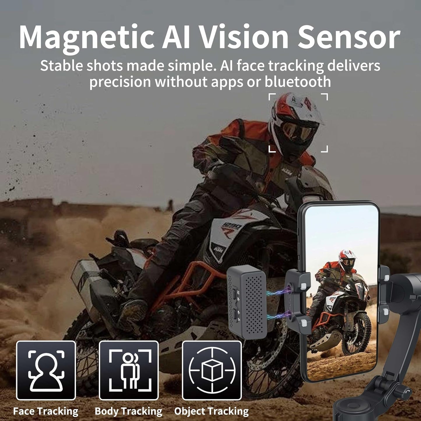 3-Axis Smartphone Gimbal Stabilizer with Fill Light AI Tracking Tripod