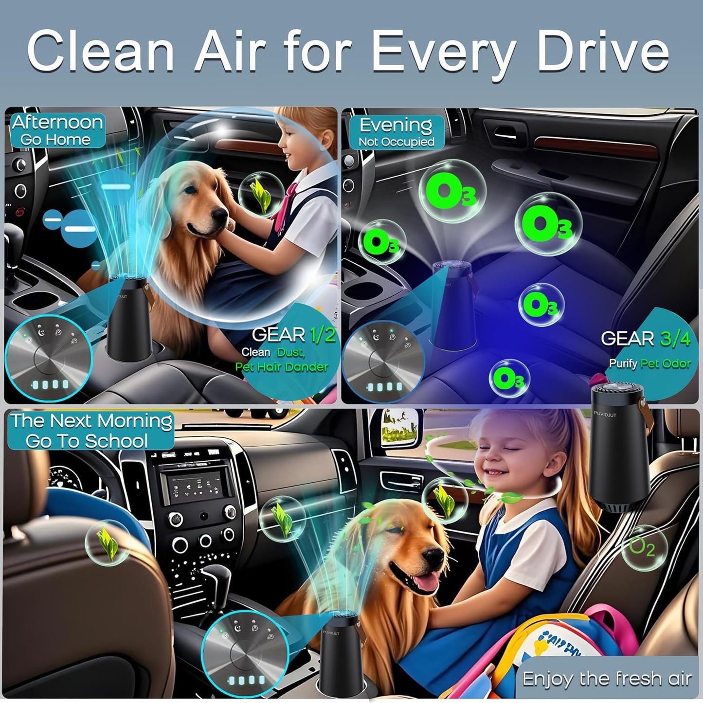 2-in-1 Cat Litter Deodorizer Ozone Ionic Home Air Purifier