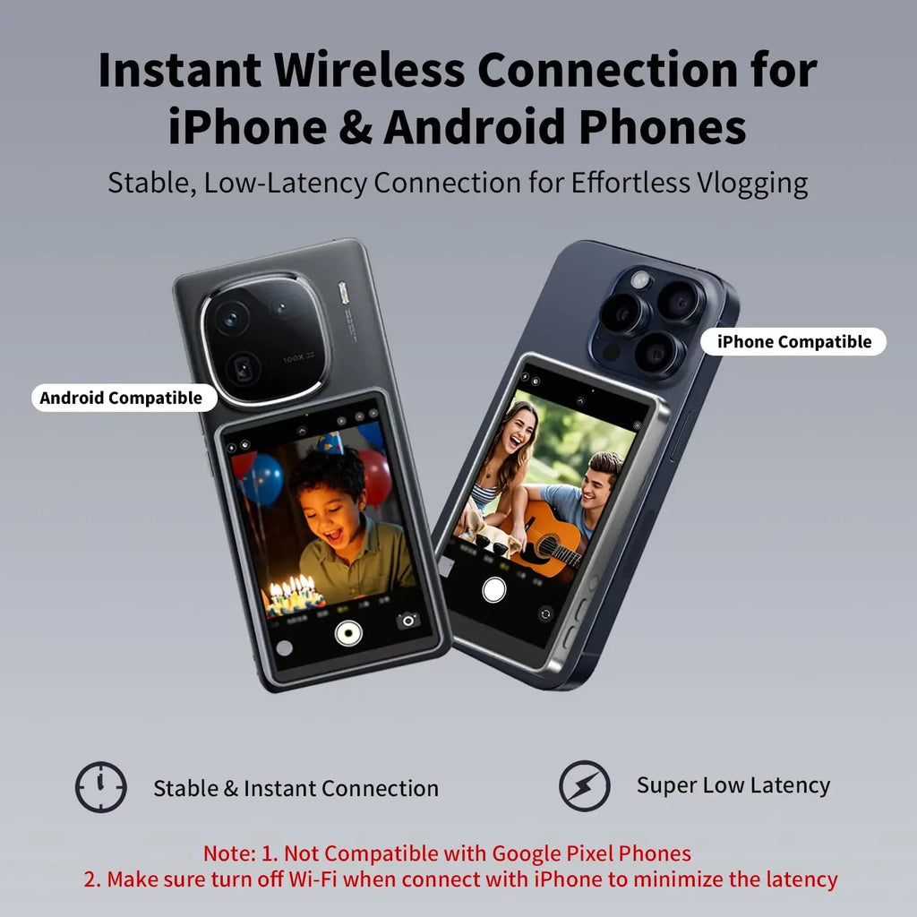 Phone Vlog Selfie Monitor Screen Portable Back Camera Monitor with Magnetic Connection and Remote Control for Selfie Vlog Live - Buy Your Wish