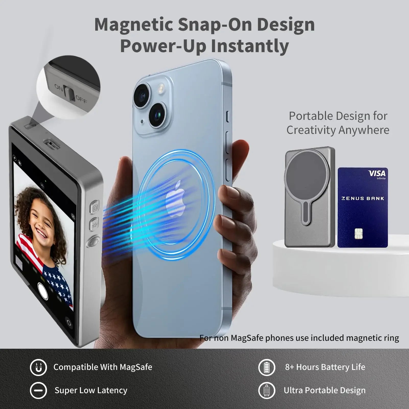 Phone Vlog Selfie Monitor Screen Portable Back Camera Monitor with Magnetic Connection and Remote Control for Selfie Vlog Live - Buy Your Wish