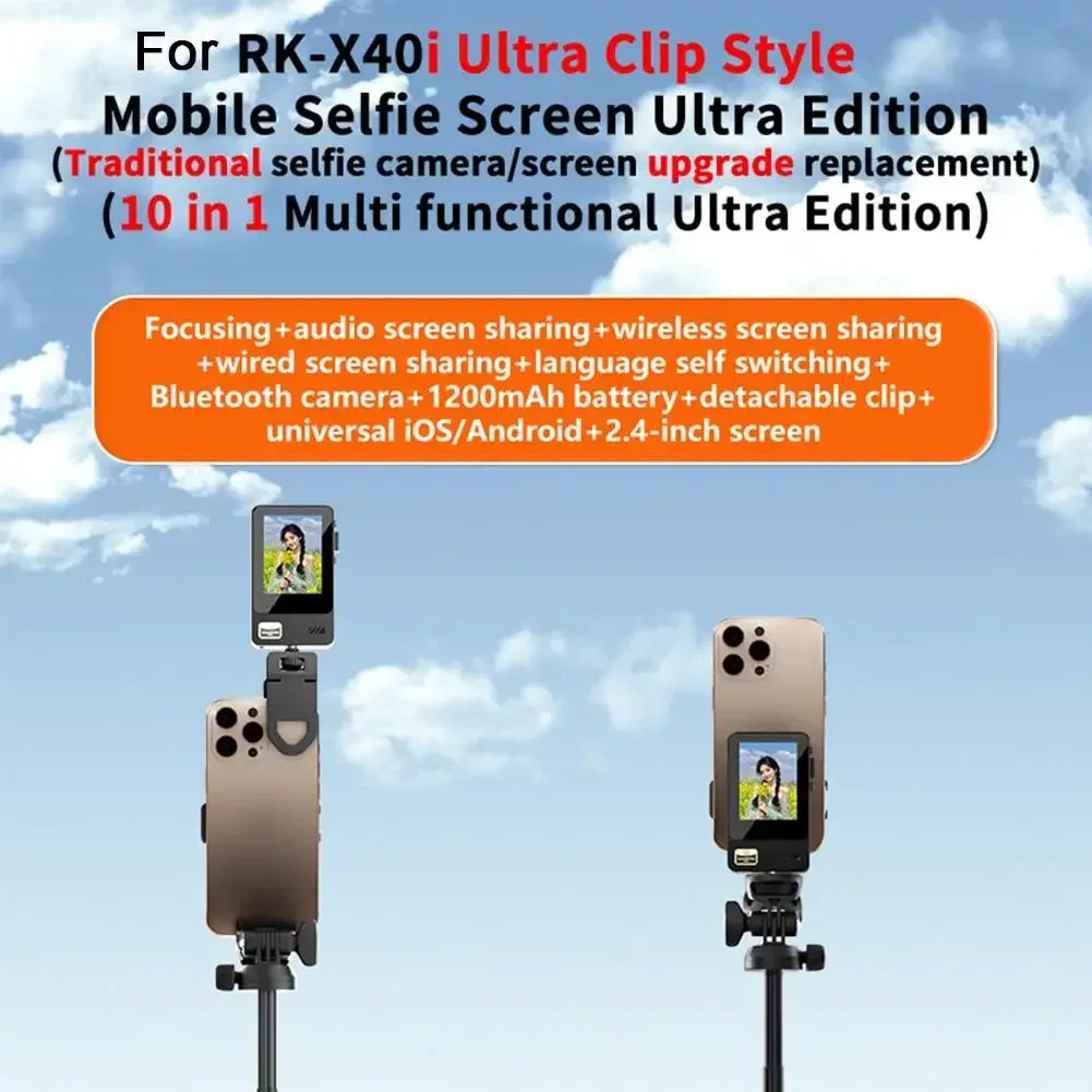 Selfie Monitor Screen For IPhone Android, 2.4 HD Expansion Display Rear Camera Vlog Live Video Recording - Buy Your Wish