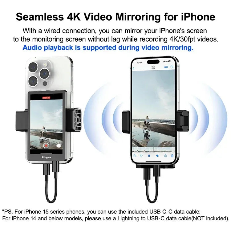 Phone Vlog Selfie Monitor Screen Support 4K Wired Recording Using Phone Rear Camera for iPhone Selfie Vlog Live Stream TikTok - Buy Your Wish