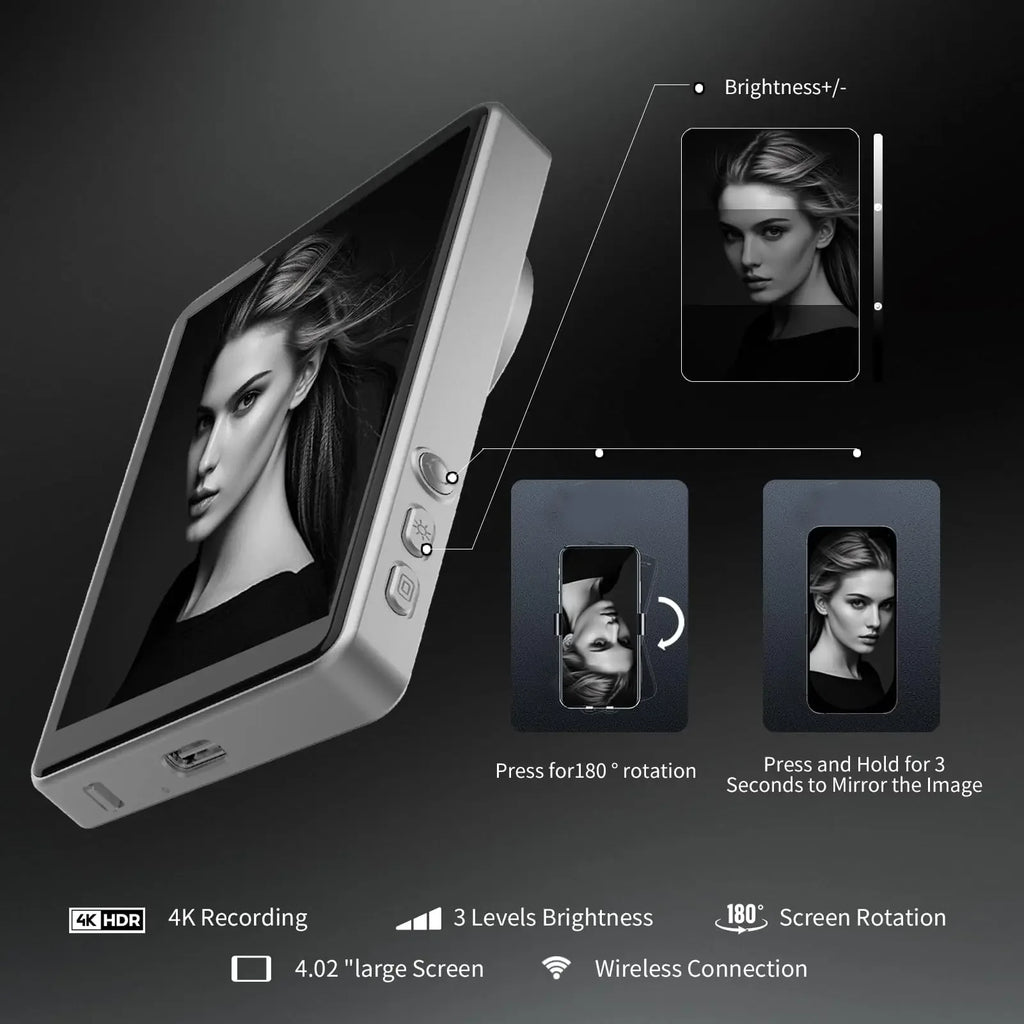 Phone Vlog Selfie Monitor Screen Portable Back Camera Monitor with Magnetic Connection and Remote Control for Selfie Vlog Live - Buy Your Wish