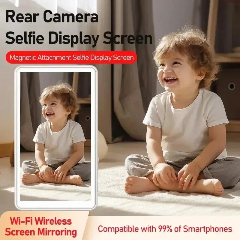 Selfie Monitor Screen for iPhone 12-16 Magnetic Back Camera Vlog Monitor Using Phone Rear Camera for Selfie Vlog, Live Streaming - Buy Your Wish