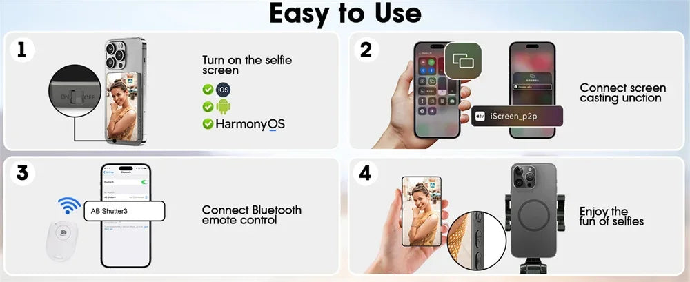 Magnetic Selfie Monitor Screen w Wireless Remote Phone Vlog Rear Camera Monitor for iPhone Android Recording Vlog Live Stream - Buy Your Wish