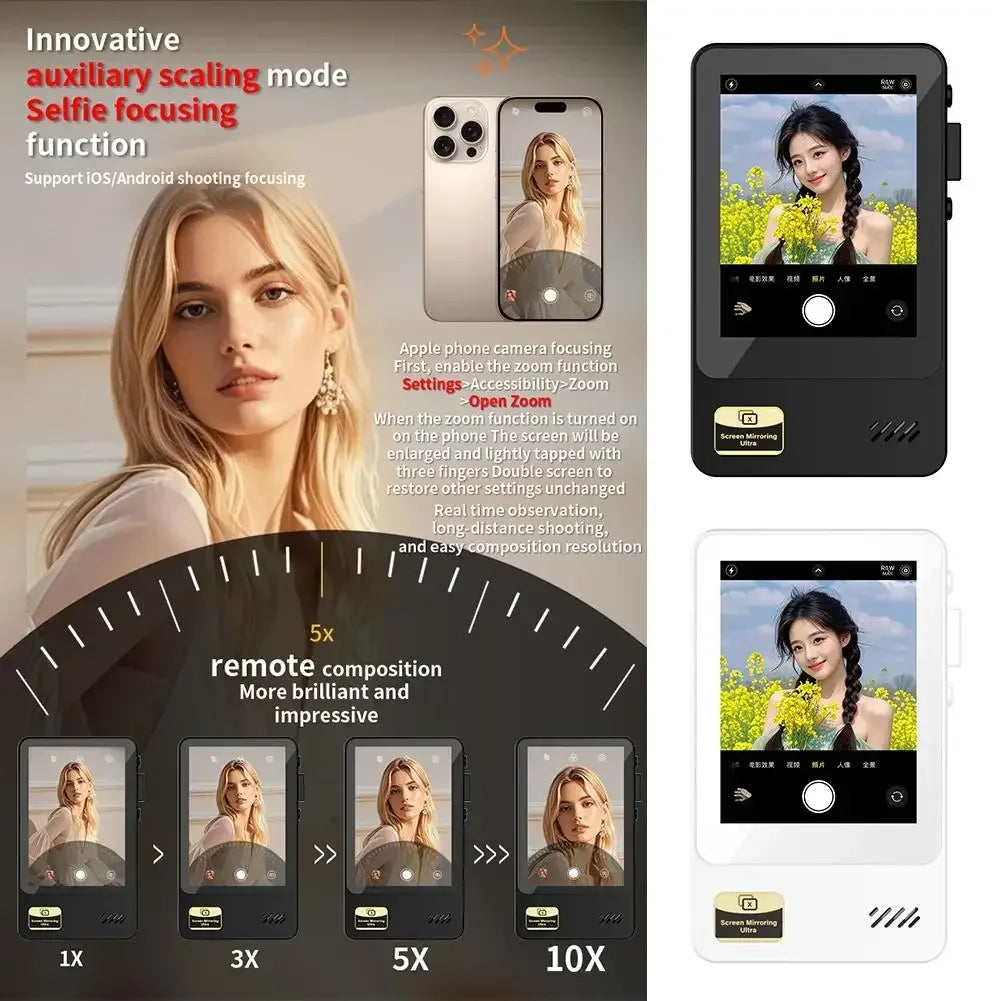 Selfie Monitor Screen For IPhone Android, 2.4 HD Expansion Display Rear Camera Vlog Live Video Recording - Buy Your Wish