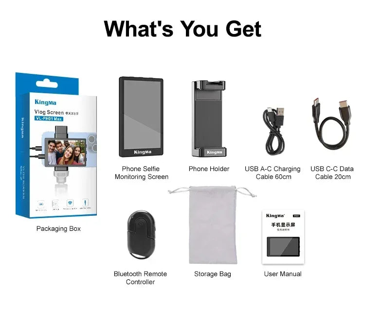 Phone Vlog Selfie Monitor Screen Support 4K Wired Recording Using Phone Rear Camera for iPhone Selfie Vlog Live Stream TikTok - Buy Your Wish