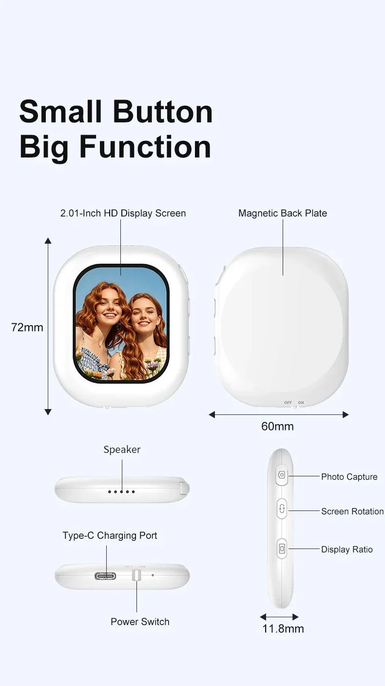 2.01-inch Clear Vlog Selfie Monitor Screen for Phone Rear Camera Selfie Live Stream Wireless Connection Video Recording New Gift 1 - Buy Your Wish