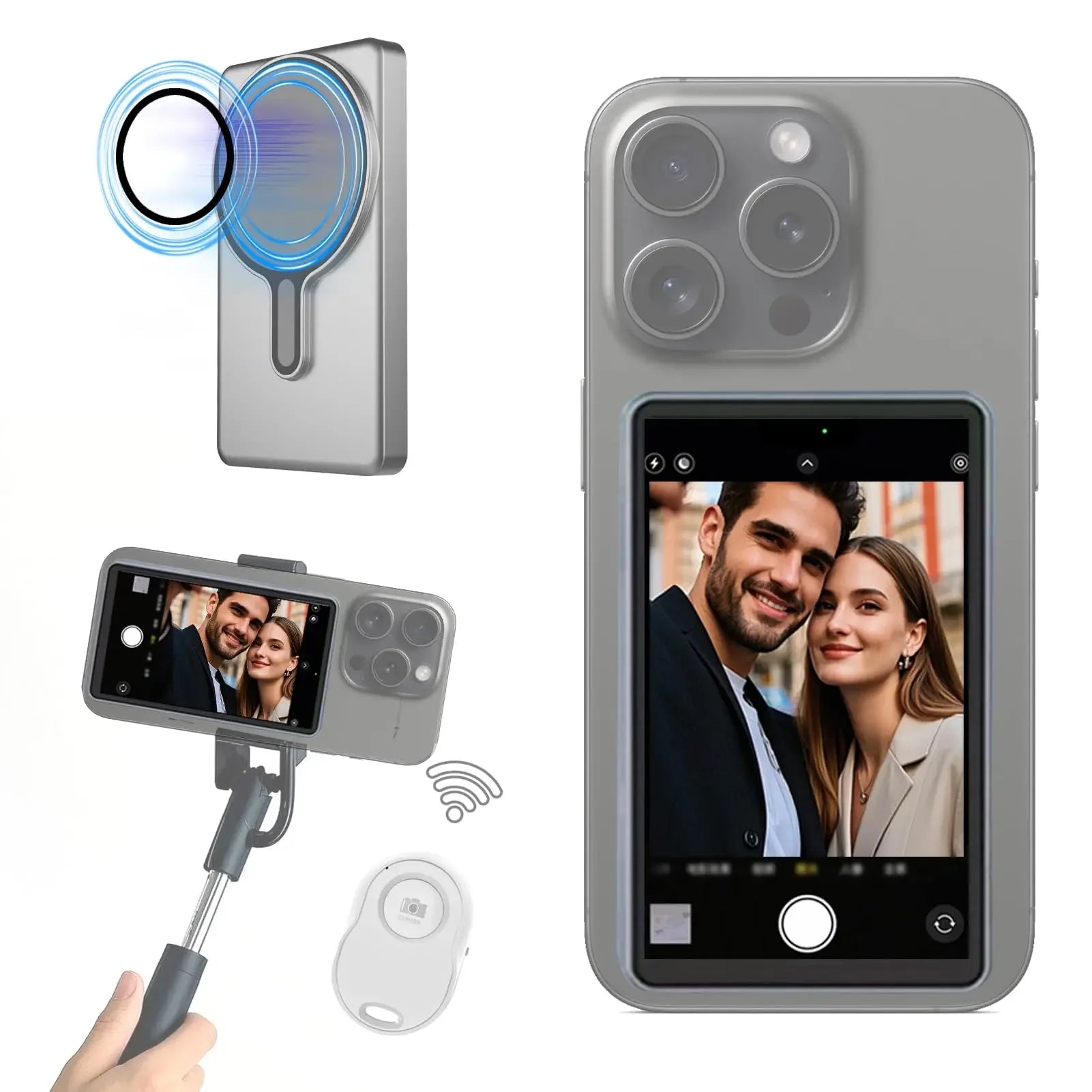 Magnetic Phone Selfie Monitor Screen for Smartphone Rear Camera Selfie Vlog Live Stream for iPhone Android phone - Buy Your Wish