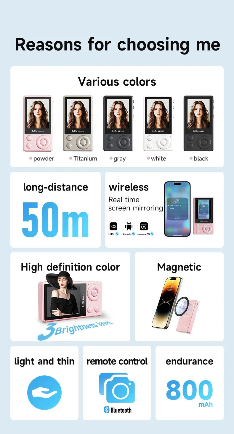 Vlog Selfie Monitor Screen Vlog Magnetic Video Recording for iPhone & Android Wireless Mirroring Content Creator Live stream - Buy Your Wish