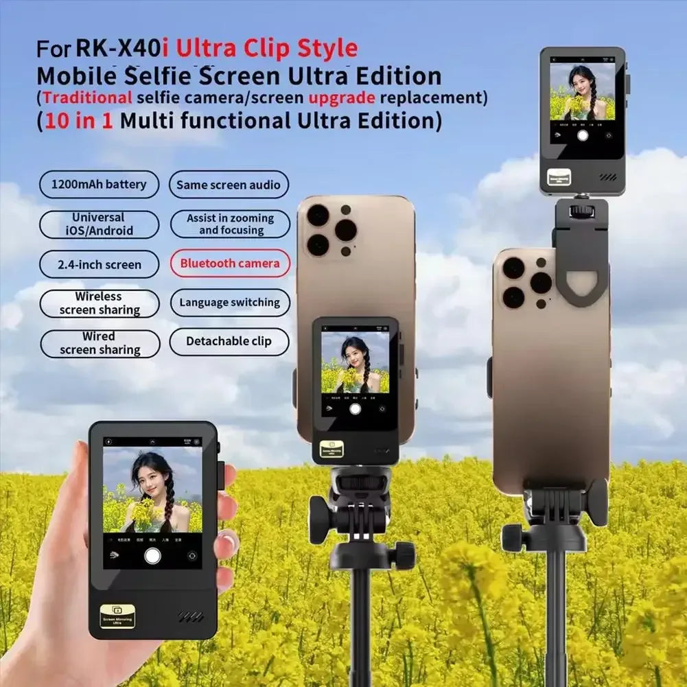 Selfie Monitor Screen For IPhone Android, 2.4 HD Expansion Display Rear Camera Vlog Live Video Recording - Buy Your Wish