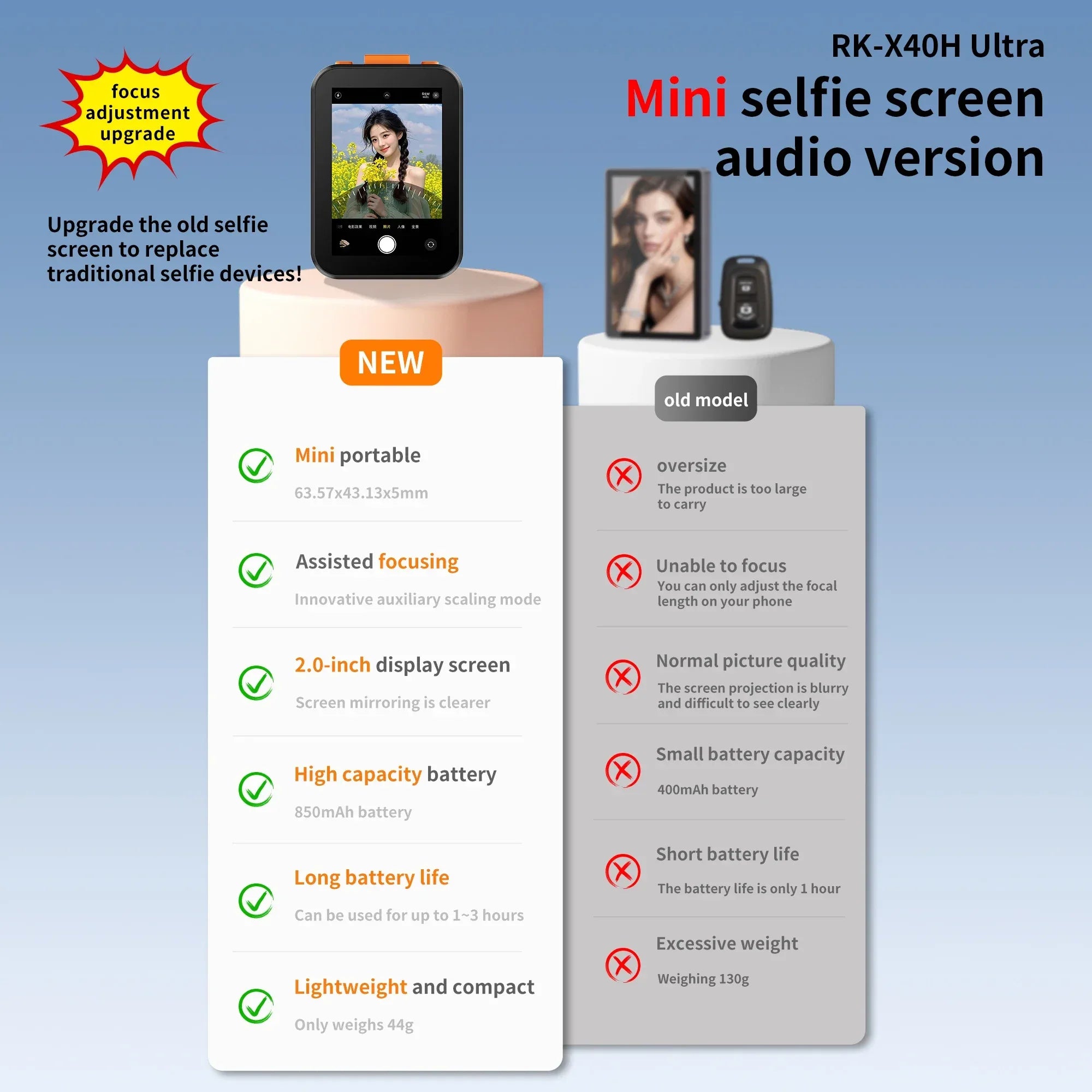 Vlog Self Timer Monitor Screen Mini Selfie Phone Screen Phone Projection Bluetooth Remote Control Photography Outdoor Travel - Buy Your Wish