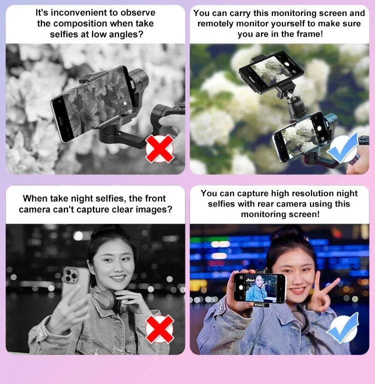 Phone Vlog Selfie Monitor Screen Support 4K Wired Recording Using Phone Rear Camera for iPhone Selfie Vlog Live Stream TikTok - Buy Your Wish