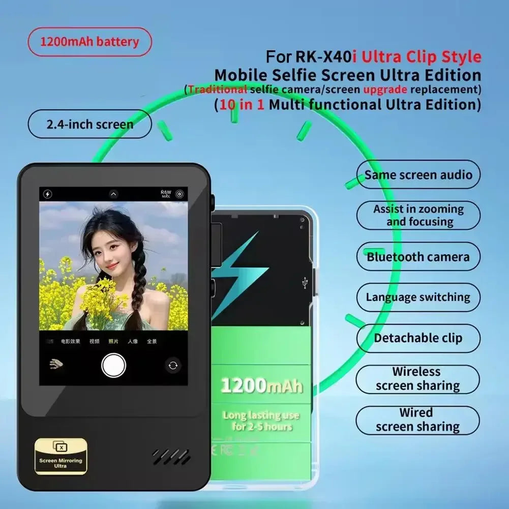 Selfie Monitor Screen For IPhone Android, 2.4 HD Expansion Display Rear Camera Vlog Live Video Recording - Buy Your Wish