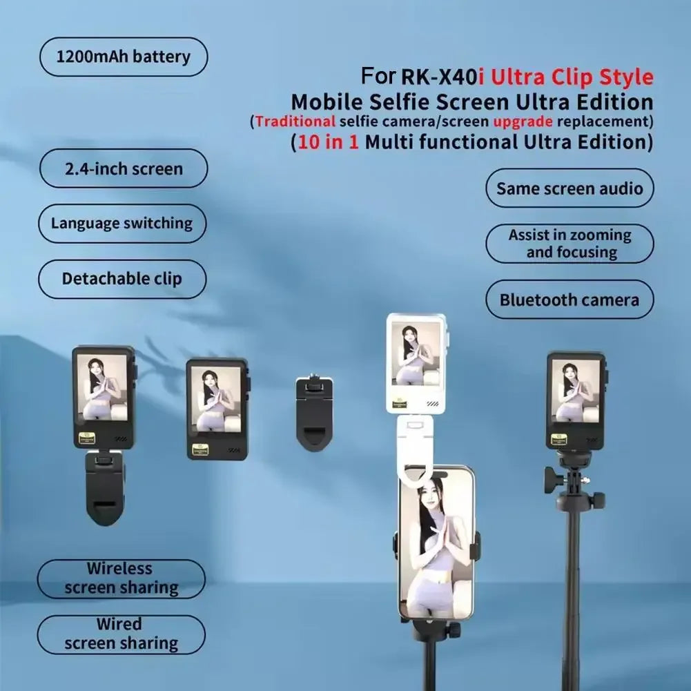 Selfie Monitor Screen For IPhone Android, 2.4 HD Expansion Display Rear Camera Vlog Live Video Recording - Buy Your Wish