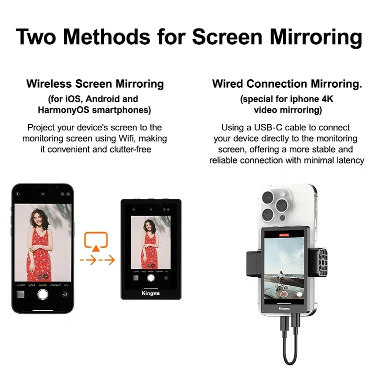 Phone Vlog Selfie Monitor Screen Support 4K Wired Recording Using Phone Rear Camera for iPhone Selfie Vlog Live Stream TikTok - Buy Your Wish