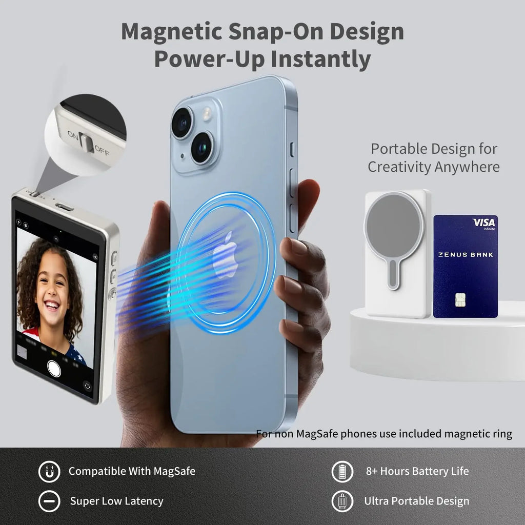 Magnetic Phone Selfie Monitor Screen for Smartphone Rear Camera Selfie Vlog Live Stream for iPhone Android phone - Buy Your Wish