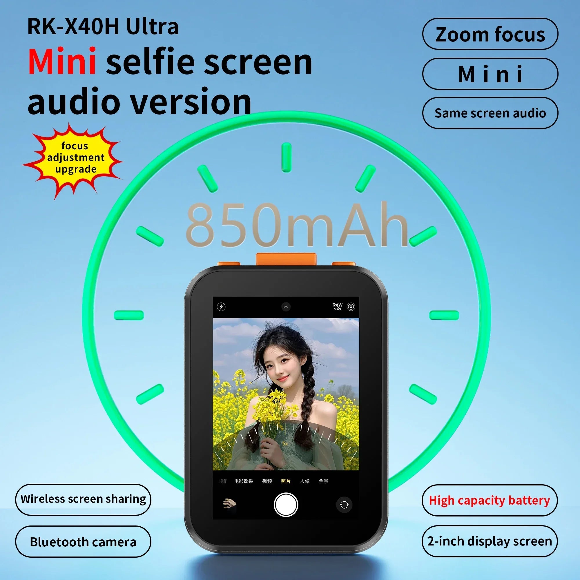 Vlog Self Timer Monitor Screen Mini Selfie Phone Screen Phone Projection Bluetooth Remote Control Photography Outdoor Travel - Buy Your Wish