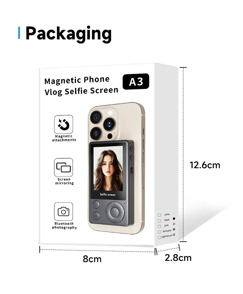 Vlog Selfie Monitor Screen Vlog Magnetic Video Recording for iPhone & Android Wireless Mirroring Content Creator Live stream - Buy Your Wish