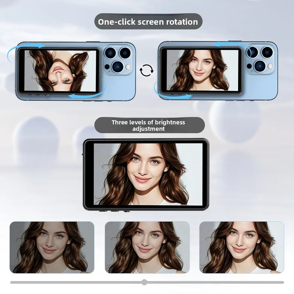 Vlog Selfie Monitor Screen for iPhone & Android, 4K/1080p Magnetic Back Camera Vlog Monitor for YouTube TikTok Live Streaming - Buy Your Wish