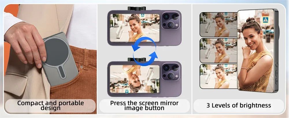 Magnetic Selfie Monitor Screen w Wireless Remote Phone Vlog Rear Camera Monitor for iPhone Android Recording Vlog Live Stream - Buy Your Wish